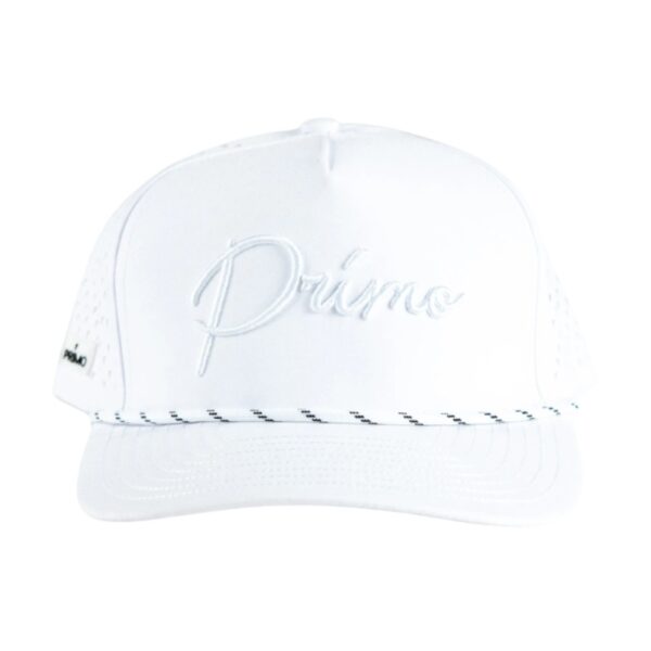Primo White Monochrome Cursive Cap