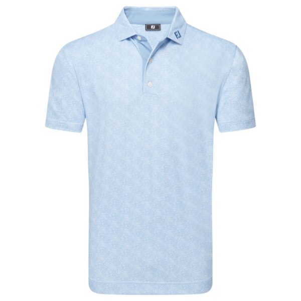 Footjoy EU Speckle Print Pique Blue Jay/White Polo